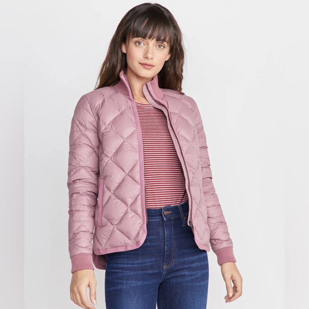 Marine Layer Meredith Puffer Coat In Mauve Xs